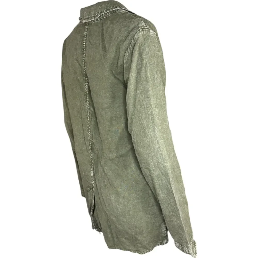 Peace Love World Boheme‎ Relaxed Linen Blend Blazer Rich Olive X-Small NWOT